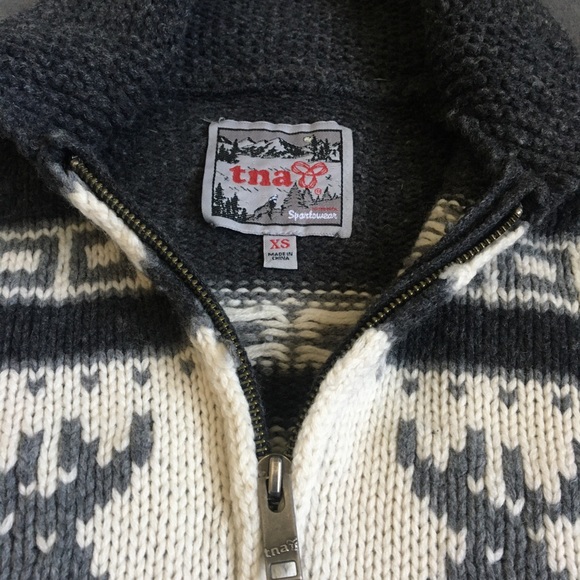 TNA Grey Lambswool Sweater - Picture 3 of 5